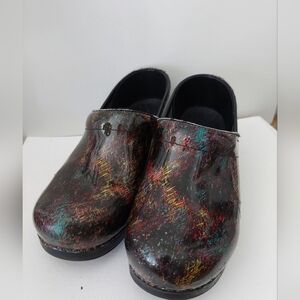 Dansko Multi-color Brushstroke Clogs Size